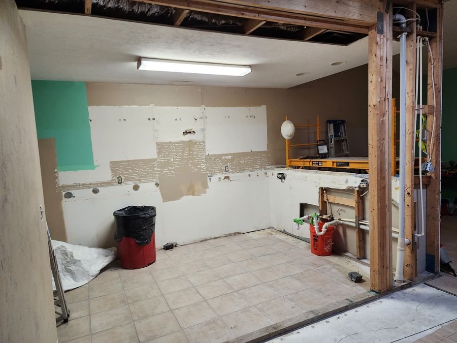Gutted kitchen ready for rebuild