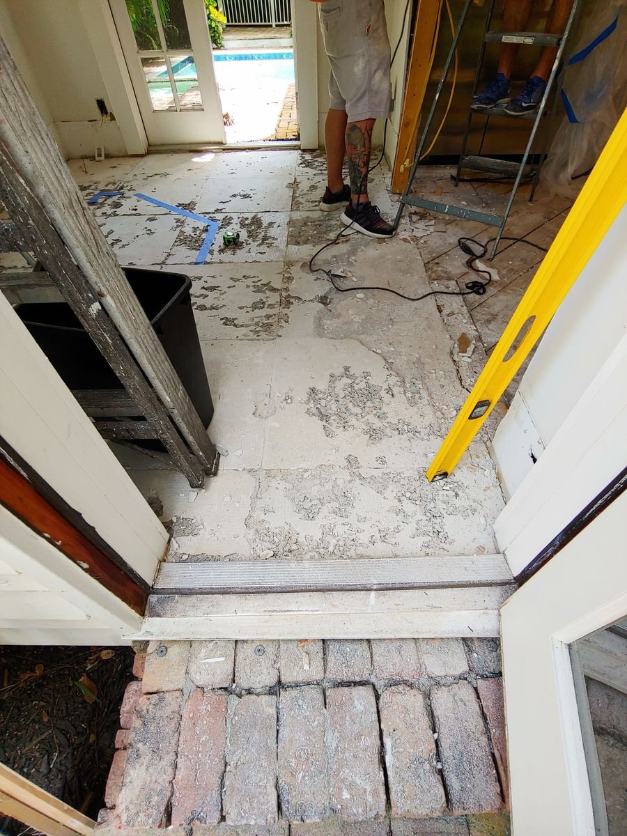 Original floor torn out down to the subfloor